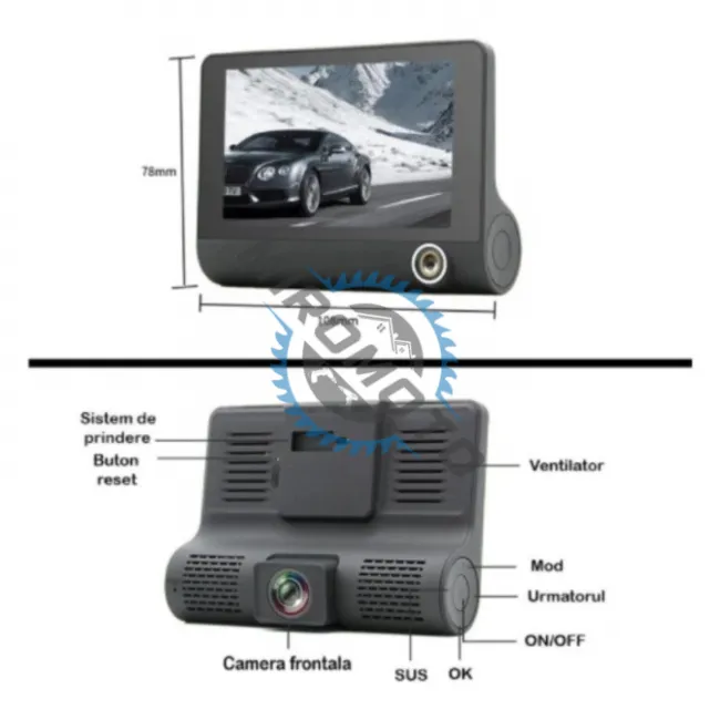 Camera Video Auto, DVR, Tripla, Full-HD, 3 Camere - Fata/Spate/Interior, Display 4 Inch, G Senzor, 170 grade Camera Video Auto, DVR, Tripla, Full-HD, 3 Camere - Fata/Spate/Interior, Display 4 Inch, G Senzor, 170 grade