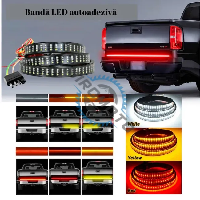 Banda Led Auto, Autoadeziva, 1.5M, Rosu Galben Alb, IP67