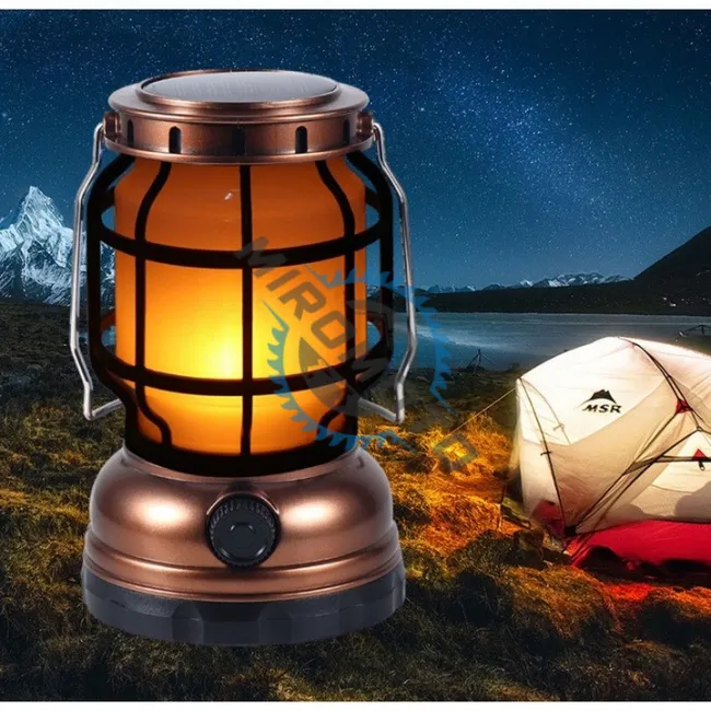 Lampa solara LED, tip felinar, luminozitate ajustabila, 2 moduri iluminare, cu agatatoare metalica, functie PowerBank