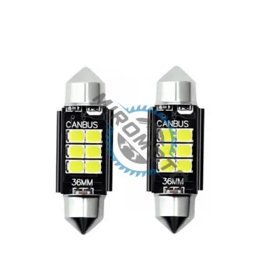 Set 2X Becuri Led Auto, Pentru Numar Inmatriculare, Portbagaj, Plafoniera, C5W, 12V, 36mm, 6 Led Canbus, Alb Set 2X Becuri Led Auto, Pentru Numar Inmatriculare, Portbagaj, Plafoniera, C5W, 12V, 36mm, 6 Led Canbus, Alb