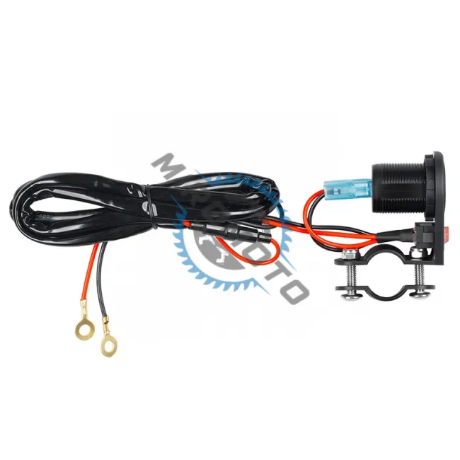 Incarcator Telefon, 2 x Porturi USB, pentru Motocicleta/Bicicleta Electrica, cu Buton, Fixare pe Ghidon sau Oglinda, Lungime Cablu 1.5M