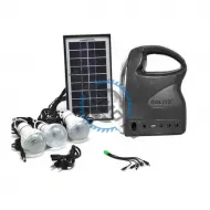 Kit cu Incarcare Solara Portabil GDLITE 7, Compus din 3 Becuri LED, Lanterna, Incarcare USB,
