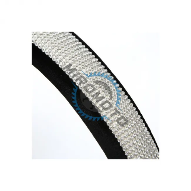 Husa Volan, Imitatie Piele Si Cristale Albe, Marime M, 37-39cm