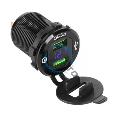 Mufa montaj bricheta auto, incarcare 2X USB Quich Charge, voltmetru, 3000MAH Mufa montaj bricheta auto, incarcare 2X USB Quich Charge, voltmetru, 3000MAH