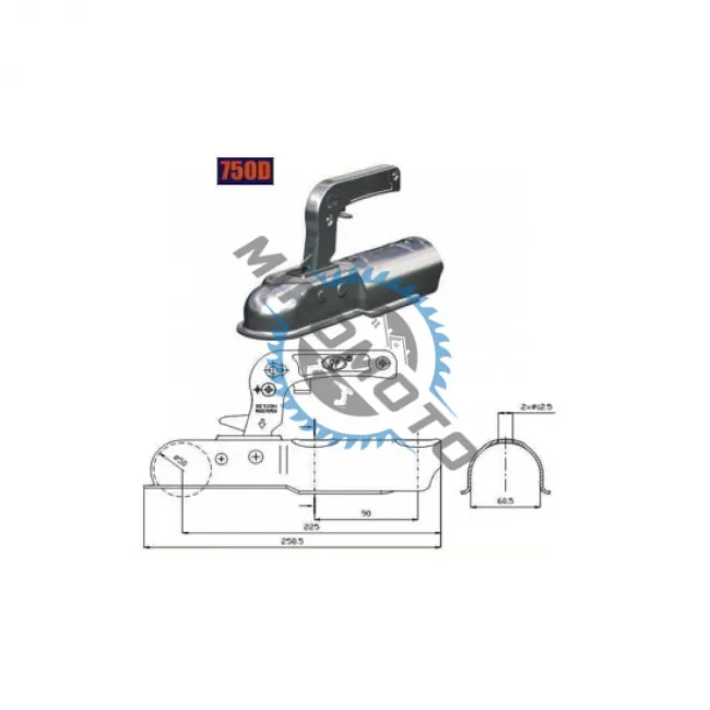 Cupla remorca, masa maxima 750 kg, pentru ax rotund 60 mm Cupla remorca, masa maxima 750 kg, pentru ax rotund 60 mm