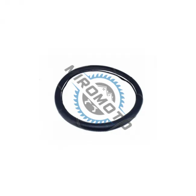 Husa volan din imitatie de piele, marime M, culoare negru, cusatura gri deschis