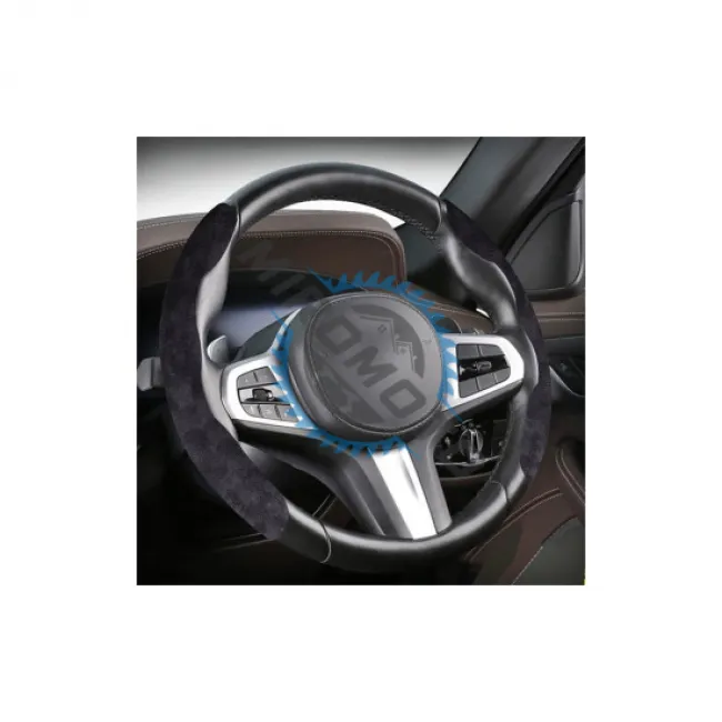 Set 2 ornamente volan, finisaj alcantara negru, dimensiune universala