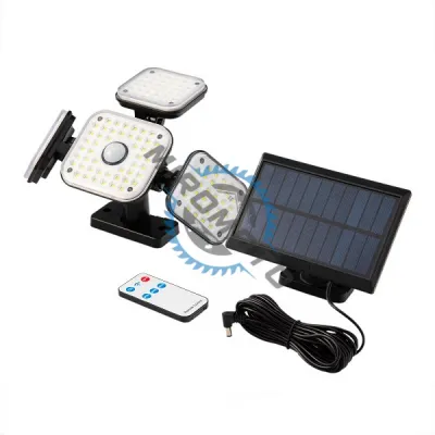 Lampa solara cu senzor de miscare, brate reglabile, 144 Led SMD, 1500lumeni, 50w