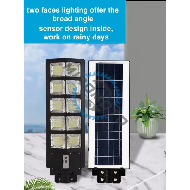 Lampa solara stradala cu panou solar si telecomanda, 500W, 10 celulele led, rezistent la apa ip65, senzor de miscare si lumina