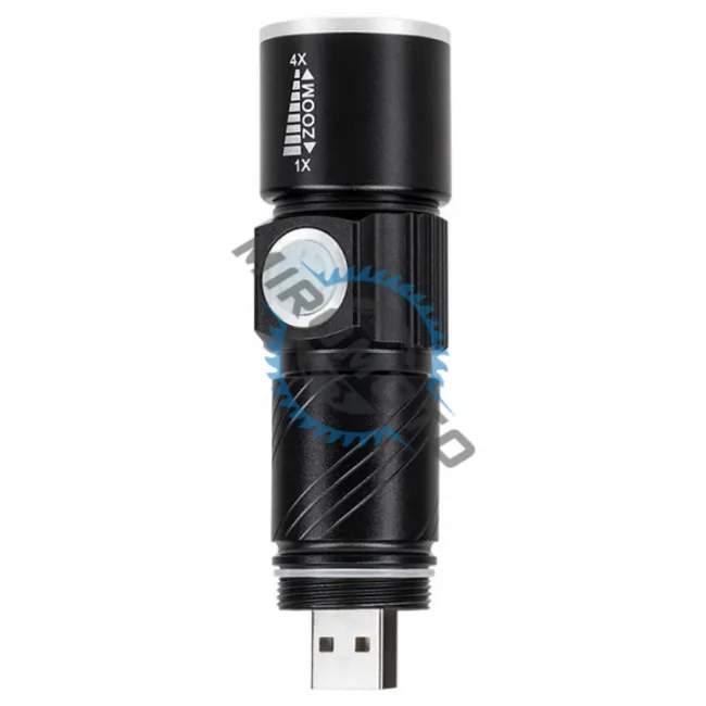 Lanterna reincarcabila, LED, 3 moduri iluminare, 120lm, Usb-A, aluminiu, zoom