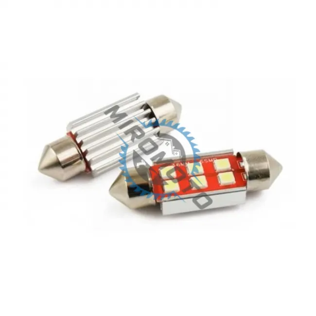 Set 2 becuri led auto, pentru numar inmatriculare, portbagaj, plafoniera, c5w, 12V, 39 mm, 6 led canbus, alb