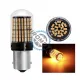 Set 2 becuri LED auto, PY21W BAU15S (1156) pentru pozitie america, 144SMD, lumina portocalie