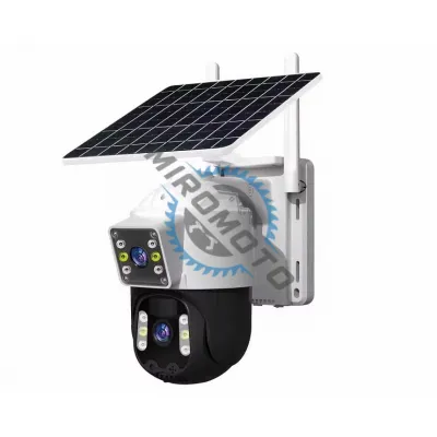 Camera de supraveghere video, panou solar, conexiune 4G sim slot, 3+3MP, FULL Color Night, 355°, IP66, Alarma, microfon, senzor miscare, Smart IR, Miromoto®