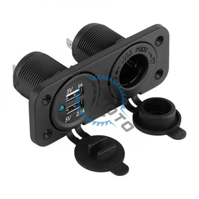 Mufa montaj bricheta auto, 2x port USB, 1x bricheta 12v