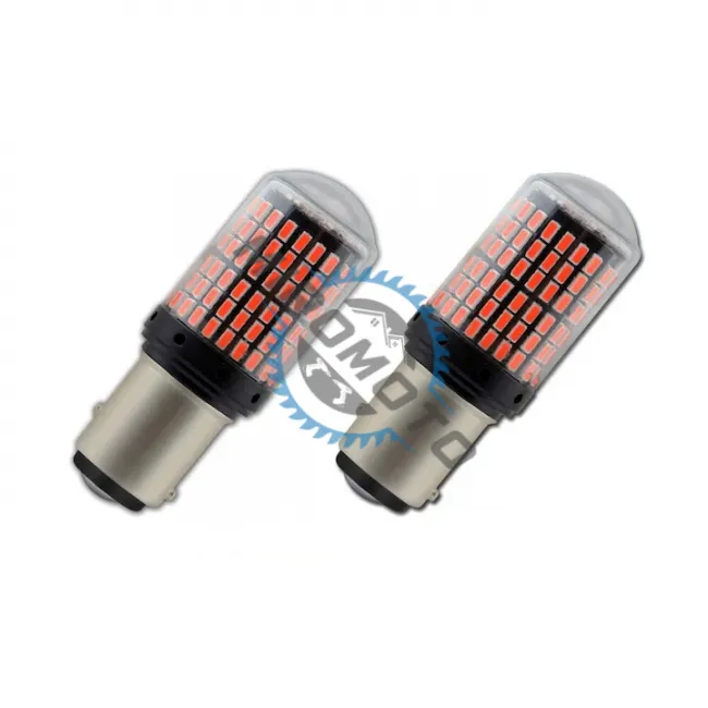 Set 2 becuri Led, BAY15D / 1157G, cu 2 faze P21/5w frana si pozitie,144 SMD 3014, culoare rosie, tensiune, 12v