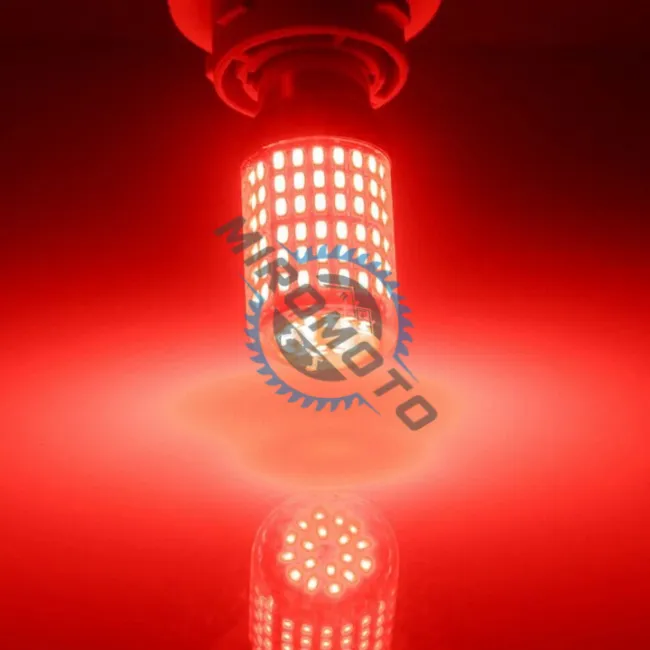 Set 2 becuri Led, BAY15D / 1157G, cu 2 faze P21/5w frana si pozitie,144 SMD 3014, culoare rosie, tensiune, 12v