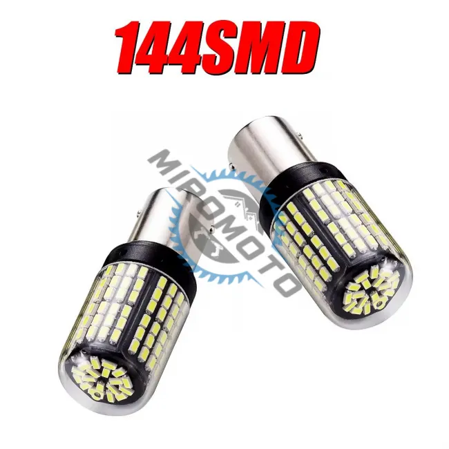 Set 2 becuri Led, BAY15D / 1157G, cu 2 faze P21/5w marsarier si pozitie, 144 SMD 3014, culoare alb, tensiune, 12v