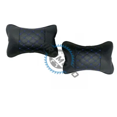 Set 2 pernute tetiere auto, piele ecologica, negru/albastru