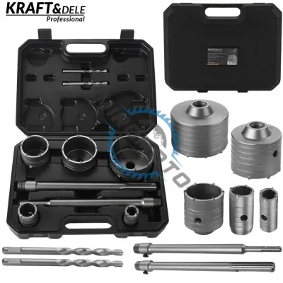 Set 5 carote pentru beton, Kraft&Dele KD12640, diametru 30-100 mm, valiza transport