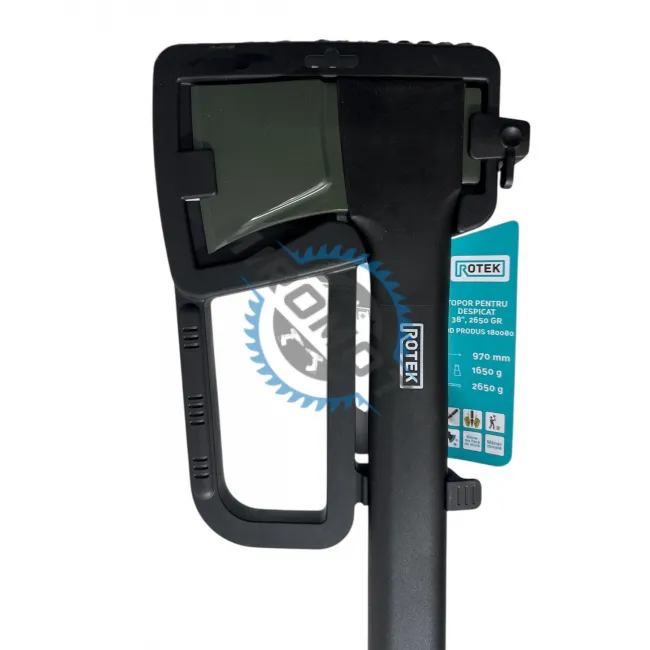 Topor pentru despicat, ROTEK 180080, coada poliamida armata cu fibra, protectie lama, 2650 g, lungime 970 mm