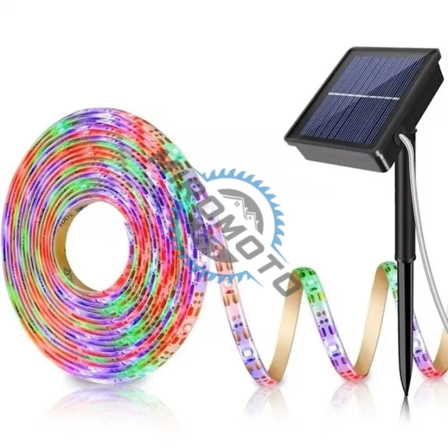 Banda led RGB, cu panou solar pentru exterior, lungime 5 metri