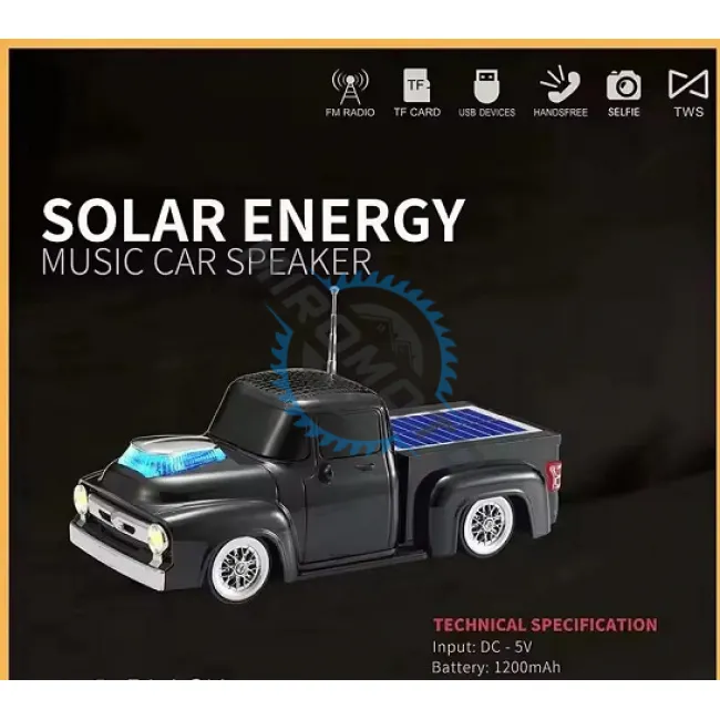 Boxa portabila, 10W, Bluetooth V5.4, incarcare solara, Usb, TF Card, Radio Fm, aux, 1200mAh, tip camioneta