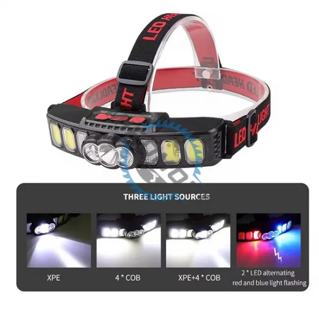 Lanterna de cap reincarcabila, XPE+ COB, 6 moduri de iluminare, 500lm, ip55, 1200mah, incarcare USB-C, 6000k