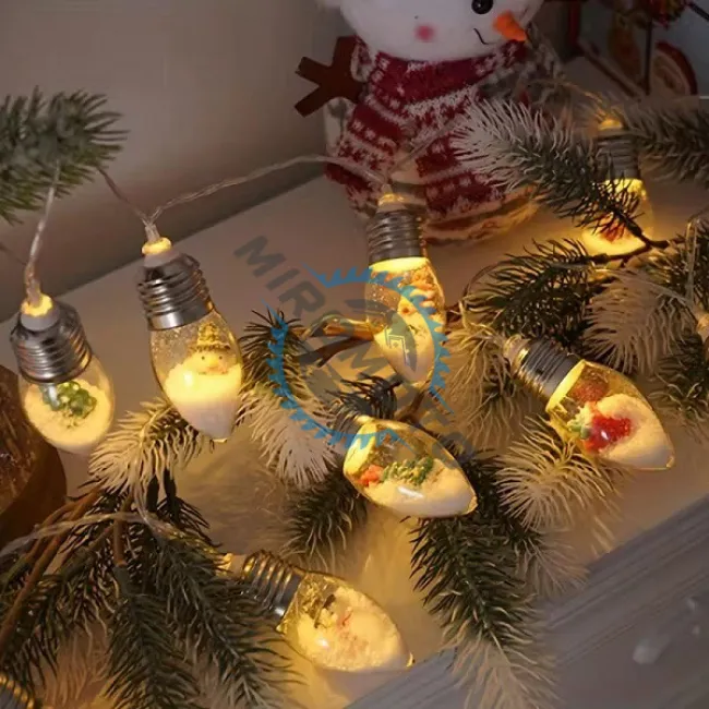 Ghirlanda luminoasa cu efecte de Craciun, lungime 6 metri, 40 becuri, alimentare baterii, putere 2.4w, lumina calda continua + stroboscop