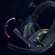 Casti Gaming profesionale cu lumini RGB, diametru 40mm, microfon, mufa USB, lungime fir 2 metri