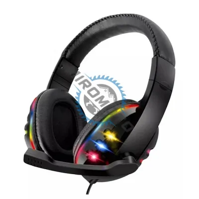 Casti Gaming profesionale cu lumini RGB, diametru 40mm, microfon, mufa USB, lungime fir 2 metri