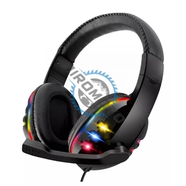 Casti Gaming profesionale cu lumini RGB, diametru 40mm, microfon, mufa USB, lungime fir 2 metri