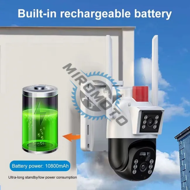 Camera de supraveghere video, panou solar, conexiune WIFI, 4+4MP, FULL Color Night, 355°, IP66, Zoom, Alarma, microfon, senzor miscare, Smart IR