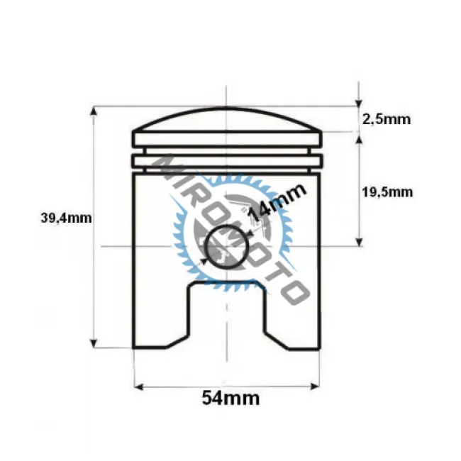 Kit piston ATV / Cross 4T 125cc, 54mm, bolt 14mm (ZS124 / 154FMI)