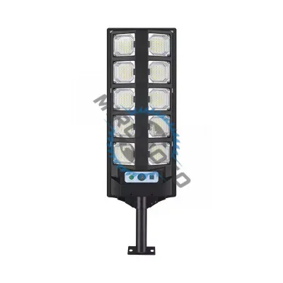 Lampa solara stradala cu panou solar si telecomanda, 90W, suport metalic, 10 celulele led, rezistent la apa, senzor de miscare si lumina