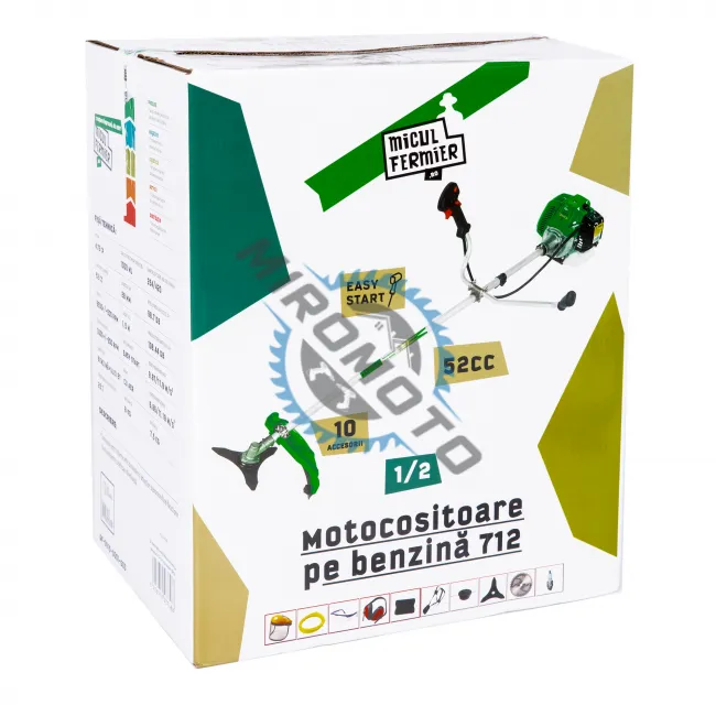 Motocoasa pe benzina Micul Fermier GF-0915, 2 timpi, 3.5 kW, 4.6 CP, accesorii incluse