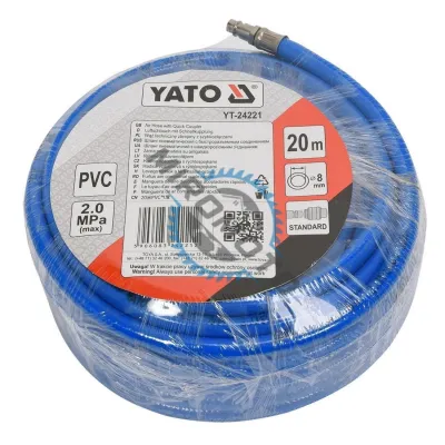 Furtun compresor, Yato YT-24221, 20 m, 20 bar, 1/4 inch mama-1/4 inch tata Furtun compresor, Yato YT-24221, 20 m, 20 bar, 1/4 inch mama-1/4 inch tata