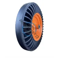 Roata roaba fara camera,din cauciuc brut, 400-8, pe bucsa din otel, janta din metal, ax 16mm