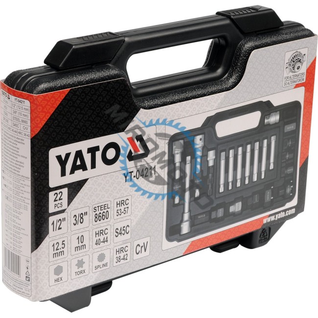 Set chei demontare si montare fulii de alternator, Yato YT-04211, 22 piese