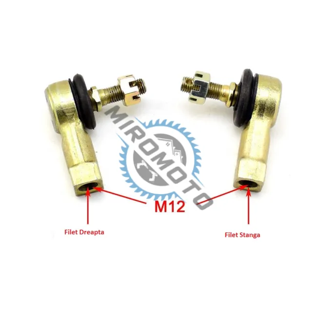 Set 2 capete de bara stanga-dreapta Atv, filet interior M12, filet exterior M10