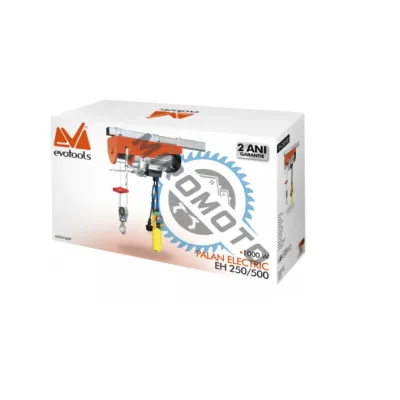 Electropalan / troliu electric, Evotools 673609, 250 / 500 Kg , 1100 W, 12 / 6 m Electropalan / troliu electric, Evotools 673609, 250 / 500 Kg , 1100 W, 12 / 6 m