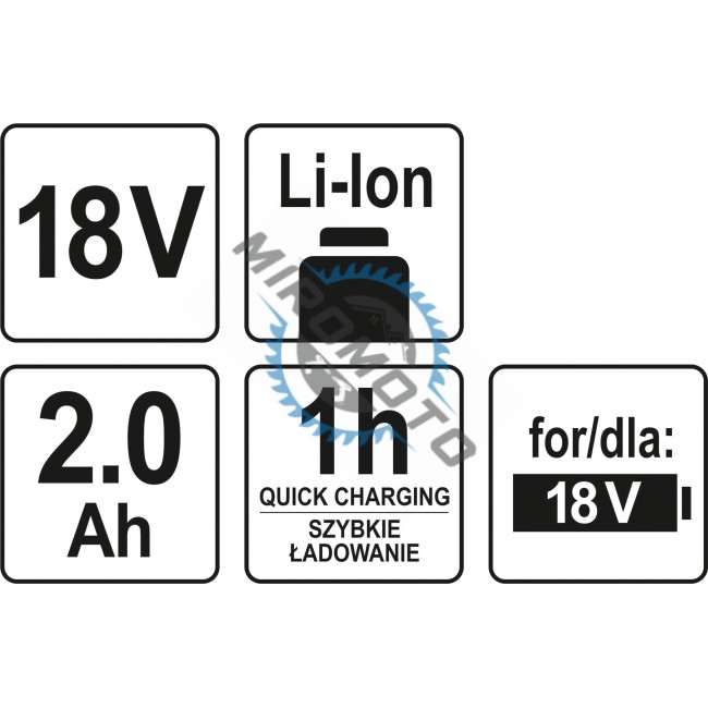 Acumulator Yato YT-82842, Li-Ion, 18 V, 2 Ah