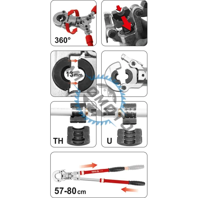 Cleste in trusa pentru sertizat tevi Pex-Al-Pex, Yato YT-21735