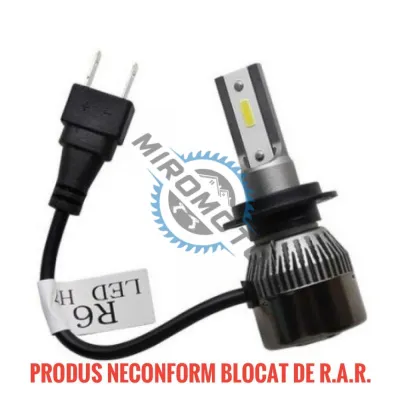 Set 2 LED-uri Auto H7 Black Edition, 80 W, 8000 Lumeni, 6000 K, R6, SLIM