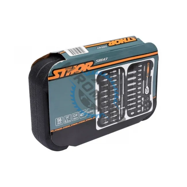 Set capete de insurubare si chei tubulare, Sthor 58643, mixt, 56 bucati