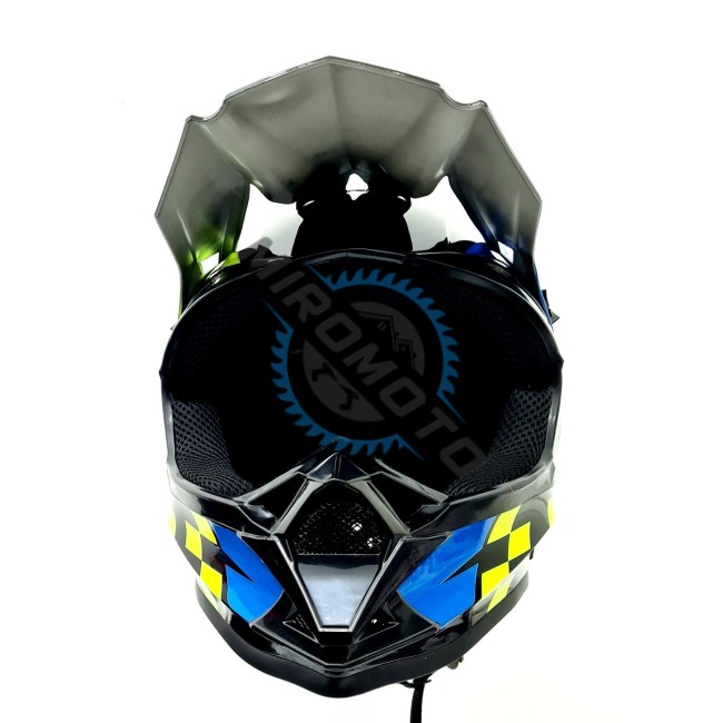 Casca cross ATV, enduro EDX-11, culoare negru, albastru, gri