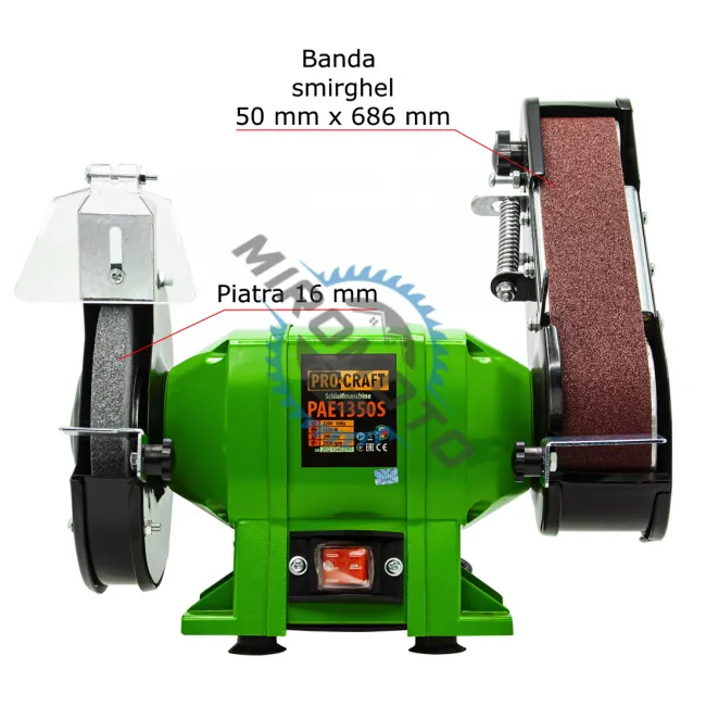 Polizor de banc cu banda Procraft PAE1350S, 150mm, 1350W, 2950 RPM Polizor de banc cu banda Procraft PAE1350S, 150mm, 1350W, 2950 RPM