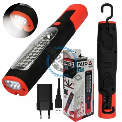 Lampa portabila reincarcabila cu acumulator Yato YT-08507, 2000 mAh, 3.7 V, 140 lm, 30 + 7 leduri Lampa portabila reincarcabila cu acumulator Yato YT-08507, 2000 mAh, 3.7 V, 140 lm, 30 + 7 leduri