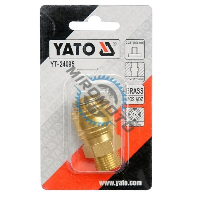 Mufa Rapida din Alama pentru Pistol Pneumatic, Filet Exterior 3/8, Yato YT-24095