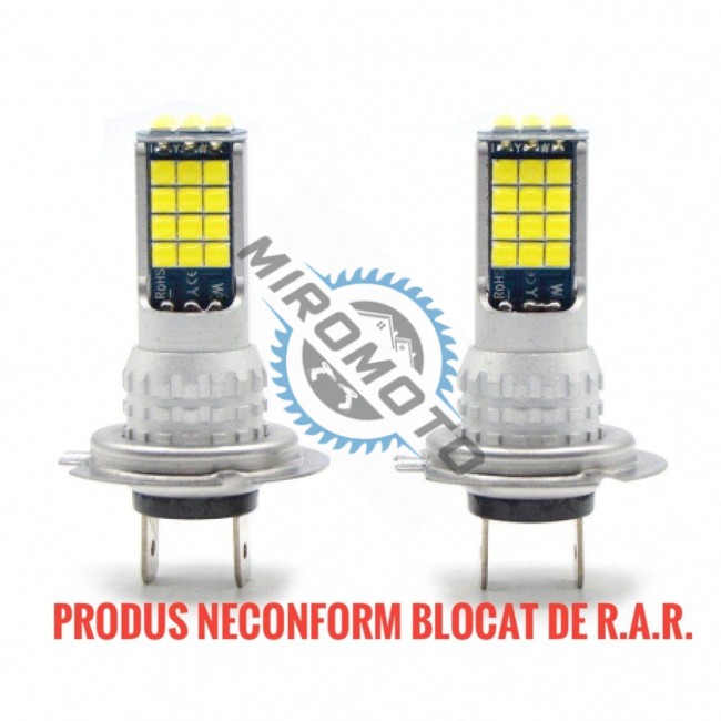 Set 2 Becuri Auto H7, 30 LED/bec, 70W/set, Lumini de Ceata