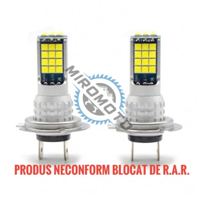 Set 2 Becuri Auto H7, 30 LED/bec, 70W/set, Lumini de Ceata